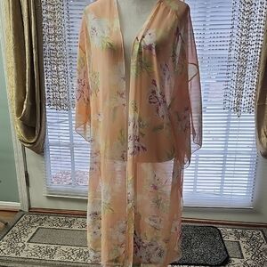 Emory Park Peach Floral Sheer Robe